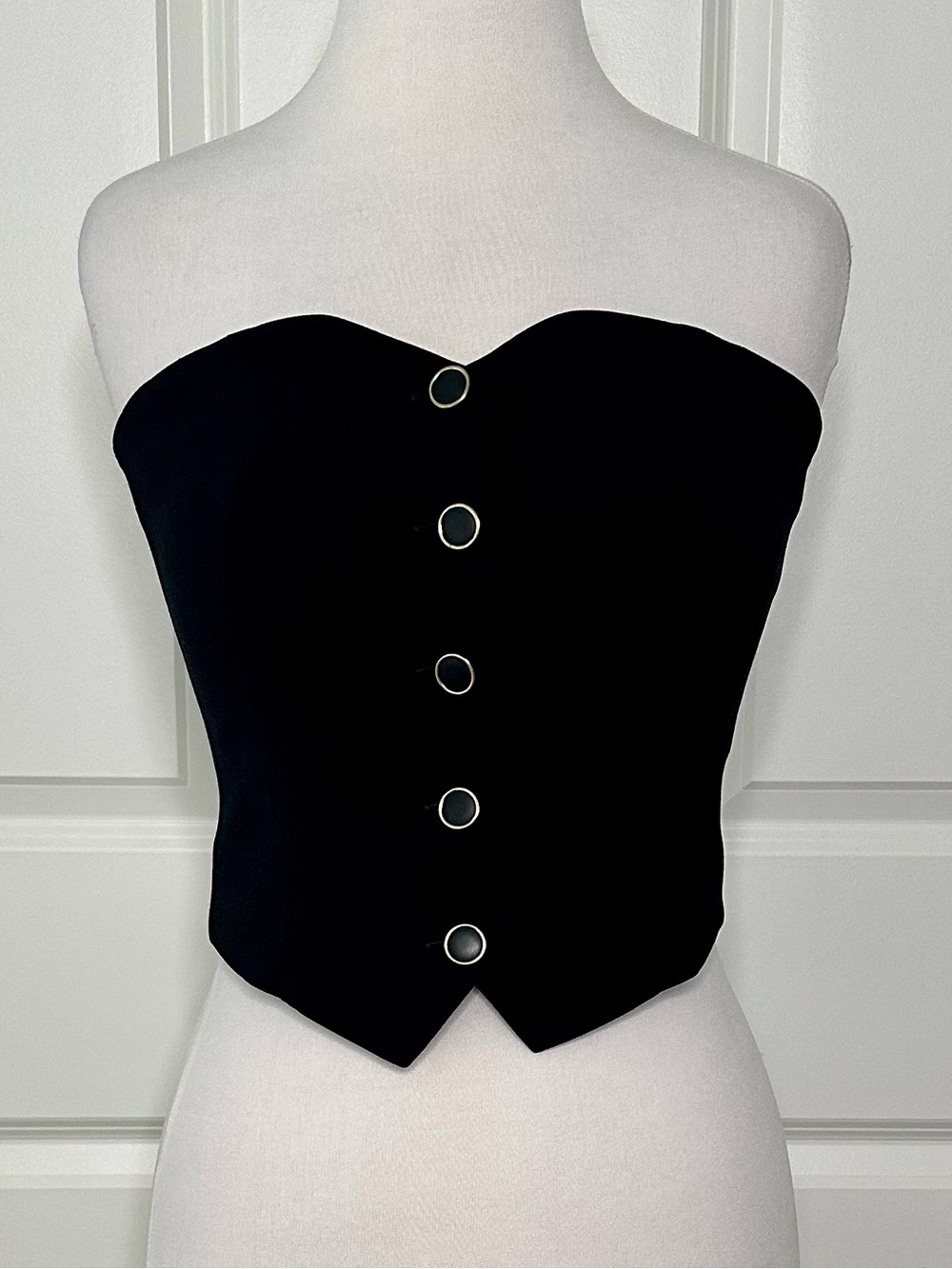 Camila Coelho Strapless Corset Crop Top‎ Black Size Small
